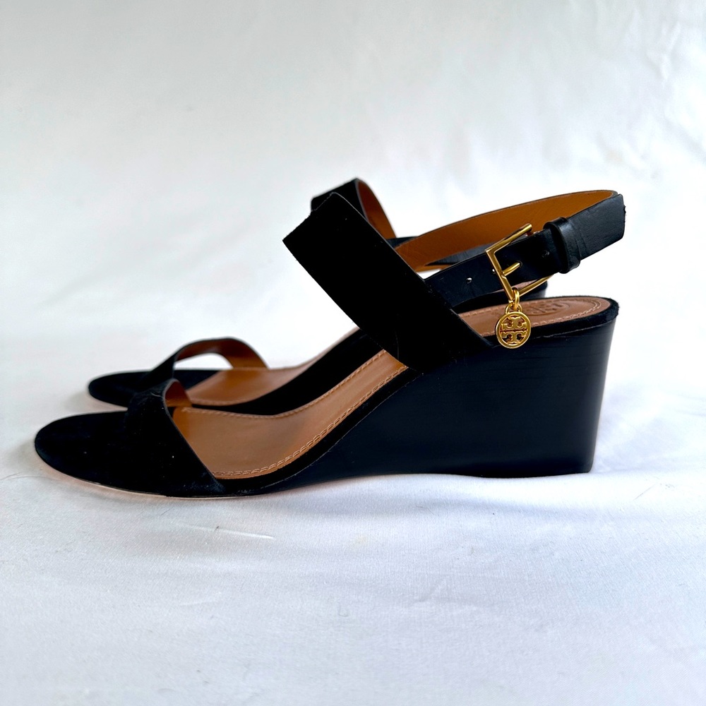 Brand New Tory Burch Mini Benton Sandal Wedge Sandals w/ Backstrap Size 40 Black